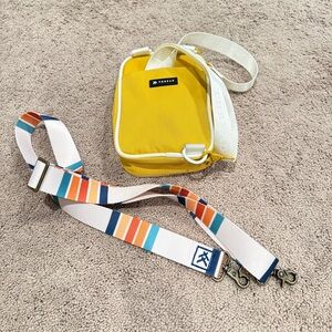 Trendy Thread Yellow Crossbody Bag with Extra Striped Strap